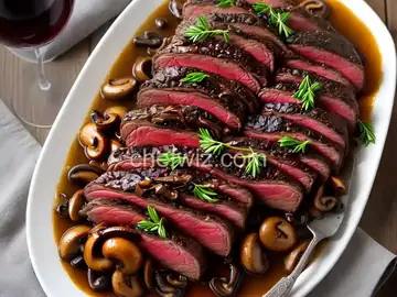 Roast Sirloin of Beef with Caramelized Onions and Mushrooms