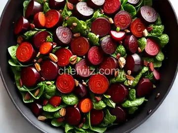 Roasted Baby Beets and Sauteed Beet Greens