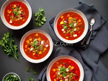 Roasted Beet, Crab and Vegetable Soup