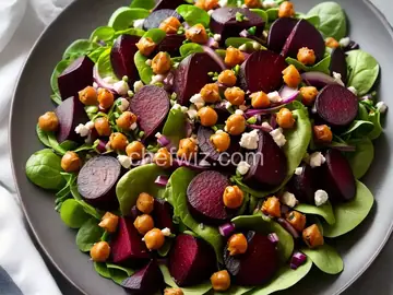 Roasted Beet Salad with Chickpeas and Red Onion