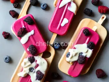 Roasted Berry and Honey Yogurt Popsicles