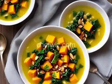 Roasted Butternut Squash, Kale, and Lemon Soup Recipe