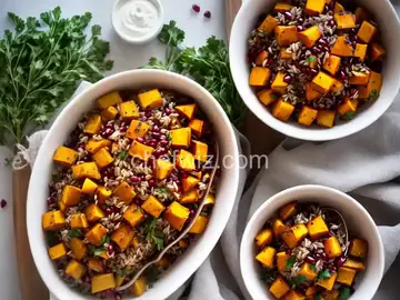 Roasted Butternut Squash, Pomegranate and Wild Rice “Stuffing”