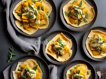 Roasted Butternut Squash Ravioli with a Sage Brown Butter Sauce
