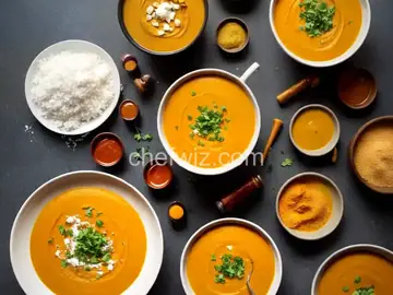 Roasted Butternut Squash Soup and Curry Condiments