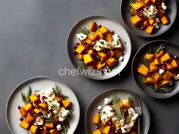 Roasted Butternut Squash with Goat Cheese, Pomegranate, and Rosemary