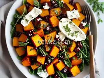 Roasted Butternut With Herb Oil and Goat Cheese