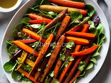 Roasted Carrots and Red Leaf Lettuce Salad with Buttermilk Herb Dressing