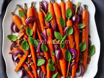 Roasted Carrots and Red Onions With Fennel and Mint