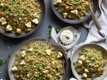 Roasted Cauliflower, Freekeh and Garlicky Tahini Sauce