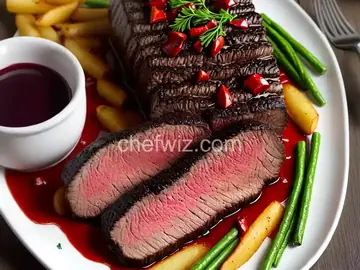 Roasted Chateaubriand with Red Wine-Mushroom Reduction and Pommes Puree
