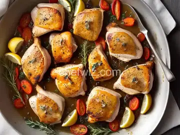 Roasted Chicken Thighs with Lemon and Oregano
