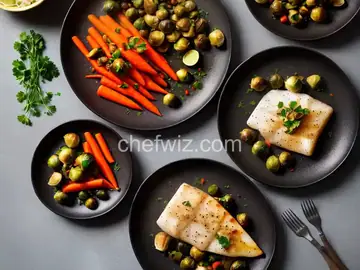 Roasted Cod with Carrots and Brussels Sprouts