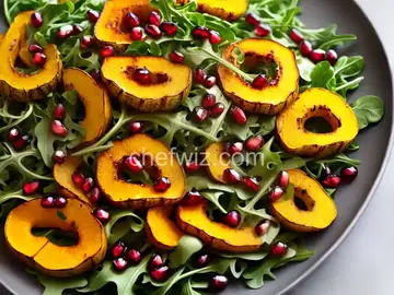Roasted Delicata Squash, Pomegranate and Arugula Salad