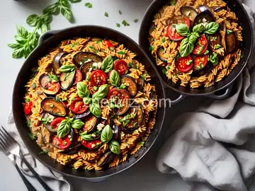 Roasted Eggplant & Tomato Orzo Pasta