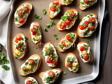 Roasted Garlic Crostini with Assorted Toppings