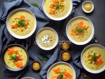 Roasted Garlic Potato Soup with Smoked Salmon
