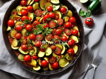 Roasted Garlic Zucchini and Tomatoes