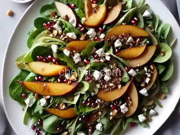 Roasted Pear Salad With Endive, Pomegranate, Blue Cheese, and Hazelnut Vinaigrette Recipe