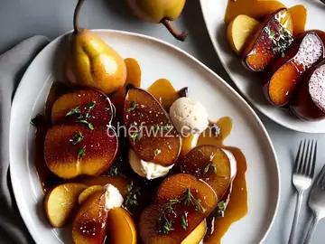 Roasted Pears with Brown Sugar and Vanilla Ice Cream