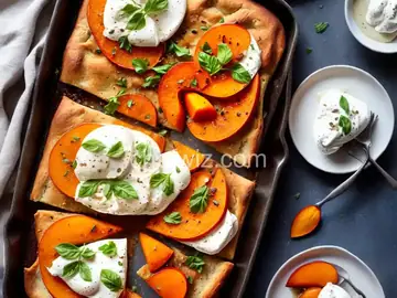 Roasted Persimmon-Burrata Focaccia