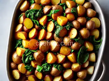 Roasted Potatoes and Spinach