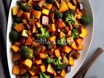 Roasted Pumpkin with Root Vegetables and Broccoli