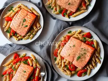 Roasted Red Pepper Salmon Pasta