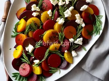 Roasted Red and Yellow Beets with Goat Cheese and Lemon-Tarragon Vinaigrette