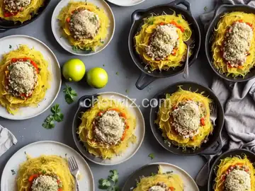 Roasted Spaghetti Squash with Ground Turkey and Vegetables
