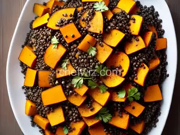Roasted Squash with Marinated Lentils