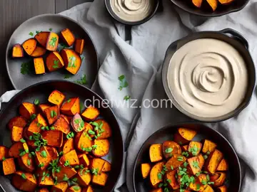 Roasted Sweet Potatoes With Miso-Tahini Sauce