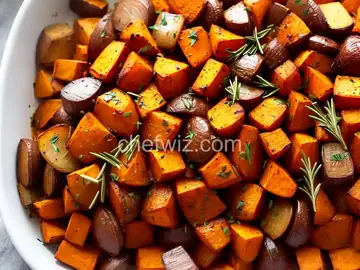 Roasted Sweet Potatoes and Onions with Rosemary and Parmesan