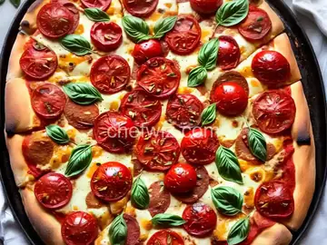 Roman-Style Pizza with Roasted Cherry Tomatoes and Cheese
