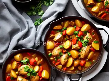 Russian Chicken Stew with Potatoes and Vegetables