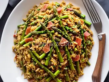 Saffron Orzo with Asparagus and Prosciutto