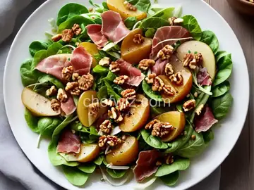 Salad with Prosciutto and Caramelized Pears and Walnuts