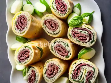 Salami, Cream Cheese, and Pepperoncini Roll-Ups