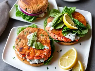 Salmon Burgers with Lemon Basil Mayo