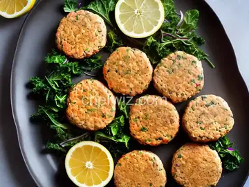 Salmon Burgers with Lemon-Caper Aioli and Kale Slaw
