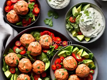 Salmon Meatballs With Avocado Crema