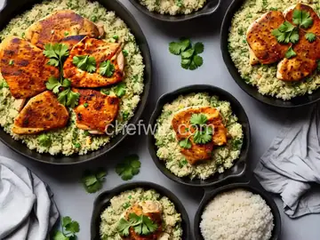 Salsa Verde Chicken and Cauliflower Rice