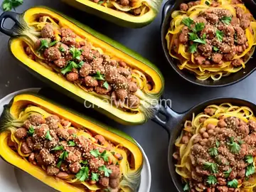 Sausage and White Bean-Stuffed Spaghetti Squash