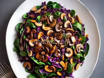 Sauteed Red Cabbage with Mushrooms and Spinach