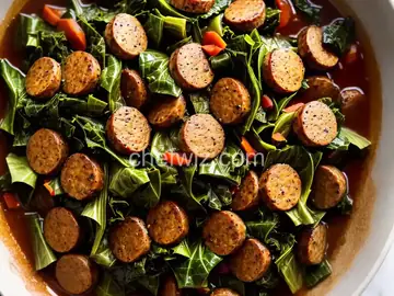 Sauteed collard greens with sausage