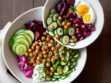 Savory Yogurt Bowl with Chickpeas, Cucumbers and Beets