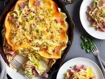 Scalloped Cabbage with Ham and Cheese