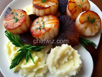 Scallops with Mashed Potatoes with Tarragon Sauce
