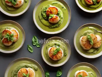 Scallops with Pesto Cream Sauce