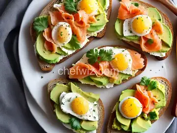 Scrambled Eggs, Avocado, and Smoked Salmon on Toast